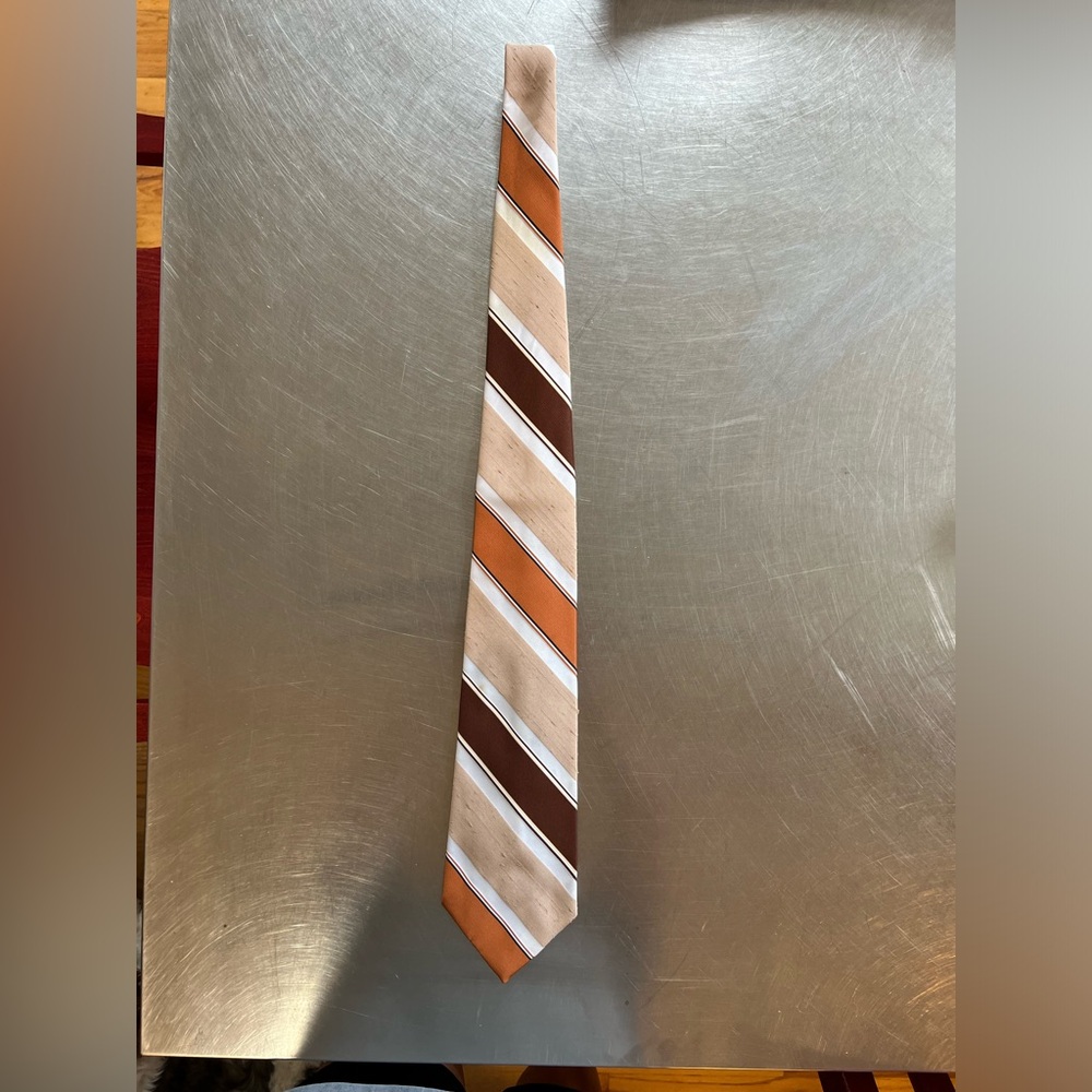 2 Vintage Lanvin Paris Men’s Necktie. Diagonal Stripe . 1970 Genuine Vintage